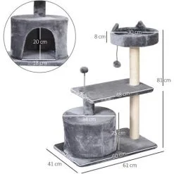 PawHut Arbre à Chats Griffoir Sisal Naturel Centre D'activités Niche Plateformes Jeu Boule Suspendue Et à Ressort Gris - Gris 7 PawHut Arbre à Chats Griffoir Sisal Naturel Centre D'activités Niche Plateformes Jeu Boule Suspendue Et à Ressort Gris - Gris -PawHut Soldes Boutique 32693400 3