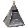 PawHut Tente Tipi Pour Animaux - Teepee Chat Ou Chien - Coussin épais Grand Confort Inclus - Structure Bois De Pin Feutre Peluche PV Gris