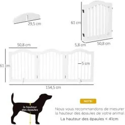 PawHut Barrière Modulable Pliable Barrière De Sécurité 154,5L X 61H Cm MDF Blanc - Blanc -PawHut Soldes Boutique 37325978 3