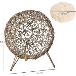PawHut Panier Chat Lit Chat Cosy Grand Confort Dim. Ø 52 X 58H Cm Coussin Moelleux Inclus Résine Tressée Imitation Rotin Grège - Grège 7 PawHut Panier Chat Lit Chat Cosy Grand Confort Dim. Ø 52 X 58H Cm Coussin Moelleux Inclus Résine Tressée Imitation Rotin Grège - Grège -PawHut Soldes Boutique 37948947 3