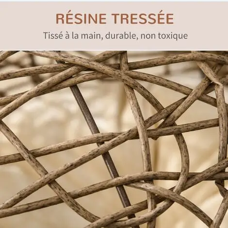 PawHut Panier Chat Lit Chat Cosy Grand Confort Dim. Ø 52 X 58H Cm Coussin Moelleux Inclus Résine Tressée Imitation Rotin Grège - Grège 5 PawHut Panier Chat Lit Chat Cosy Grand Confort Dim. Ø 52 X 58H Cm Coussin Moelleux Inclus Résine Tressée Imitation Rotin Grège - Grège – Image 5