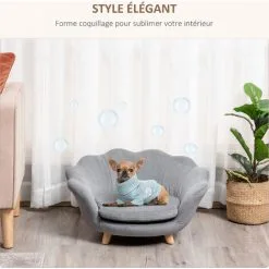 PawHut Canapé Chien Lit Pour Chien Design Contemporain Coquillage Coussin Moelleux Amovible Piètement Bois De Pin Gris 8 PawHut Canapé Chien Lit Pour Chien Design Contemporain Coquillage Coussin Moelleux Amovible Piètement Bois De Pin Gris -PawHut Soldes Boutique 42169142 4