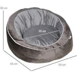 PawHut Panier Pour Chien Lit Pour Animaux De Compagnie Velours Hollandais Coton PP Gris - Gris -PawHut Soldes Boutique 42169152 3