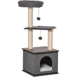 PawHut Arbre à Chat Centre D'activité Griffoirs Grattoirs H104 Cm Gris - Gris