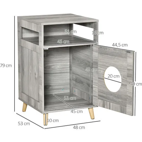 PawHut Maison De Toilette Pour Chat Espace De Rangement Porte Magnétique Pieds Bois De Pin Dim. 48L X 53l X 79H Cm Aspect Bois Gris 3 PawHut Maison De Toilette Pour Chat Espace De Rangement Porte Magnétique Pieds Bois De Pin Dim. 48L X 53l X 79H Cm Aspect Bois Gris – Image 3