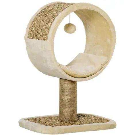 PawHut Arbre à Chat Rond Style Cosy Chic Griffoir Grattoirs Sisal Jeu Suspendu Souris Niche Avec Coussin Cordes D'algues Tressées Peluche Courte Beige 1 PawHut Arbre à Chat Rond Style Cosy Chic Griffoir Grattoirs Sisal Jeu Suspendu Souris Niche Avec Coussin Cordes D'algues Tressées Peluche Courte Beige