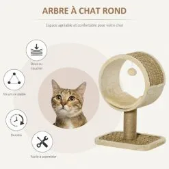 PawHut Arbre à Chat Rond Style Cosy Chic Griffoir Grattoirs Sisal Jeu Suspendu Souris Niche Avec Coussin Cordes D'algues Tressées Peluche Courte Beige 8 PawHut Arbre à Chat Rond Style Cosy Chic Griffoir Grattoirs Sisal Jeu Suspendu Souris Niche Avec Coussin Cordes D'algues Tressées Peluche Courte Beige -PawHut Soldes Boutique 42502413 4