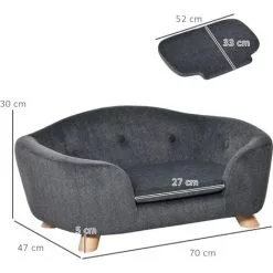 PawHut Canapé Chien Lit Pour Chien Design Scandinave Coussin Moelleux Amovible Pieds Bois Massif Dim. 70L X 47l X 30H Cm Peluche Courte Polyester Gris 7 PawHut Canapé Chien Lit Pour Chien Design Scandinave Coussin Moelleux Amovible Pieds Bois Massif Dim. 70L X 47l X 30H Cm Peluche Courte Polyester Gris -PawHut Soldes Boutique 44066340 3