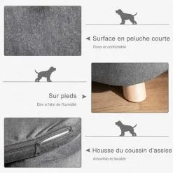 PawHut Canapé Chien Lit Pour Chien Design Scandinave Coussin Moelleux Amovible Pieds Bois Massif Dim. 70L X 47l X 30H Cm Peluche Courte Polyester Gris 9 PawHut Canapé Chien Lit Pour Chien Design Scandinave Coussin Moelleux Amovible Pieds Bois Massif Dim. 70L X 47l X 30H Cm Peluche Courte Polyester Gris -PawHut Soldes Boutique 44066340 5