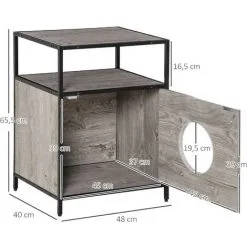 PawHut Maison De Toilette Pour Chat Style Contemporain Coussin Peluche Douce Inclus Châssis Acier Noir Aspect Bois Gris - Gris 7 PawHut Maison De Toilette Pour Chat Style Contemporain Coussin Peluche Douce Inclus Châssis Acier Noir Aspect Bois Gris - Gris -PawHut Soldes Boutique 45847850 3