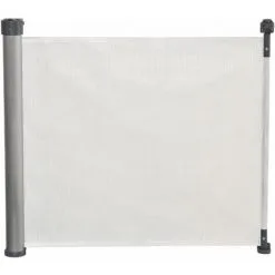 PawHut Barrière De Sécurité Barrière Animaux Rétractable Automatique Dim. 1,4L X 0,88H M Aluminium Maille PVC Blanc - Blanc