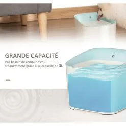 PawHut Fontaine à Eau Chat Chien 3 L - Fontaine à Eau Silencieuse - 3 Modes, Capteur Infrarouge, Filtre, Piètement Antidérapant - ABS Bleu Blanc - Blanc -PawHut Soldes Boutique 46699004 4
