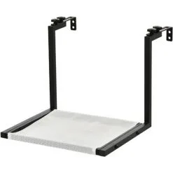 PawHut Arbre à Chat Mural Design - étagère Murale Pour Chat - Hamac Radiateur Chat - Armature Avec Fixation Réglable - Acier Noir PVC Polyester Crème - Crème