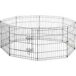 PawHut Parc Enclos Modulable Pour Chien Animaux Porte Verrouillable 8 Panneaux Dim. Panneau 61L X 61H Cm Métal Noir - Noir