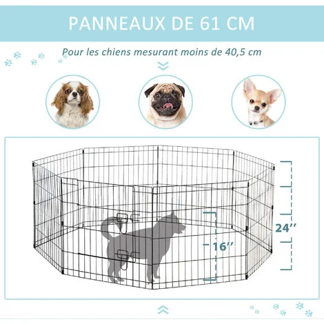 PawHut Parc Enclos Modulable Pour Chien Animaux Porte Verrouillable 8 Panneaux Dim. Panneau 61L X 61H Cm Métal Noir - Noir 5 PawHut Parc Enclos Modulable Pour Chien Animaux Porte Verrouillable 8 Panneaux Dim. Panneau 61L X 61H Cm Métal Noir - Noir – Image 5