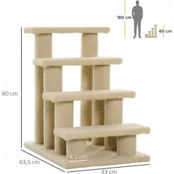 PawHut Escalier Pour Chat - Escalier Pour Chien - 4 Marches - Revêtement Flanelle Grande Douceur Haute Densité - Structure Panneaux Particules - Beige - Beige 7 PawHut Escalier Pour Chat - Escalier Pour Chien - 4 Marches - Revêtement Flanelle Grande Douceur Haute Densité - Structure Panneaux Particules - Beige - Beige -PawHut Soldes Boutique 47489071 3