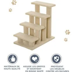 PawHut Escalier Pour Chat - Escalier Pour Chien - 4 Marches - Revêtement Flanelle Grande Douceur Haute Densité - Structure Panneaux Particules - Beige - Beige 8 PawHut Escalier Pour Chat - Escalier Pour Chien - 4 Marches - Revêtement Flanelle Grande Douceur Haute Densité - Structure Panneaux Particules - Beige - Beige -PawHut Soldes Boutique 47489071 4
