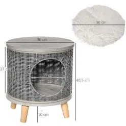 PawHut Maison Pour Chat Panier Chat Style Scandinave Coussin Aspect Fourrure Blanc Inclus Dim. Ø 36 X 40,5H Cm Pieds Bois Pin Résine Tressée Gris - Gris 7 PawHut Maison Pour Chat Panier Chat Style Scandinave Coussin Aspect Fourrure Blanc Inclus Dim. Ø 36 X 40,5H Cm Pieds Bois Pin Résine Tressée Gris - Gris -PawHut Soldes Boutique 47489074 3