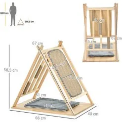 PawHut Arbre à Chat Tipi - Teepee Chat - Coussin Grande Douceur Gris, Grattoir, Griffoirs Jute Naturelle Inclus - Structure Bois De Pin - Beige 7 PawHut Arbre à Chat Tipi - Teepee Chat - Coussin Grande Douceur Gris, Grattoir, Griffoirs Jute Naturelle Inclus - Structure Bois De Pin - Beige -PawHut Soldes Boutique 47489079 3