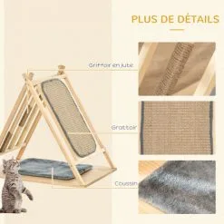 PawHut Arbre à Chat Tipi - Teepee Chat - Coussin Grande Douceur Gris, Grattoir, Griffoirs Jute Naturelle Inclus - Structure Bois De Pin - Beige 9 PawHut Arbre à Chat Tipi - Teepee Chat - Coussin Grande Douceur Gris, Grattoir, Griffoirs Jute Naturelle Inclus - Structure Bois De Pin - Beige -PawHut Soldes Boutique 47489079 5