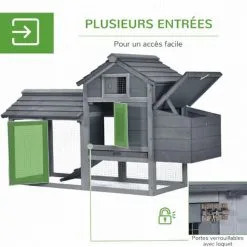 PawHut Petit Poulailler Cottage Cage à Poules Sur Pied Dim. 151L X 54l X 87H Cm Multi-équipement Bois Massif De Pin Gris - Gris 8 PawHut Petit Poulailler Cottage Cage à Poules Sur Pied Dim. 151L X 54l X 87H Cm Multi-équipement Bois Massif De Pin Gris - Gris -PawHut Soldes Boutique 48140046 4