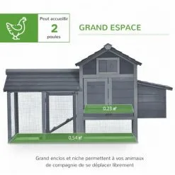 PawHut Petit Poulailler Cottage Cage à Poules Sur Pied Dim. 151L X 54l X 87H Cm Multi-équipement Bois Massif De Pin Gris - Gris 9 PawHut Petit Poulailler Cottage Cage à Poules Sur Pied Dim. 151L X 54l X 87H Cm Multi-équipement Bois Massif De Pin Gris - Gris -PawHut Soldes Boutique 48140046 5
