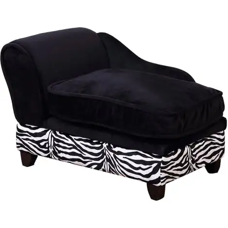 PawHut Méridienne Canapé Design Pour Chien Chat Avec Coffre De Rangement Sur Pied 57 X 34 X 36 Cm Noir Zébré - Noir 1 PawHut Méridienne Canapé Design Pour Chien Chat Avec Coffre De Rangement Sur Pied 57 X 34 X 36 Cm Noir Zébré - Noir