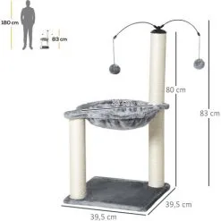 PawHut Arbre à Chat 2 Griffoirs Grattoirs Sisal Naturel Hamac Jeu 2 Boules Suspendues Peluche Haute Densité 400 G/m² Gris 7 PawHut Arbre à Chat 2 Griffoirs Grattoirs Sisal Naturel Hamac Jeu 2 Boules Suspendues Peluche Haute Densité 400 G/m² Gris -PawHut Soldes Boutique 49279782 3