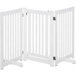 PawHut Barrière Modulable Pliable Barrière De Sécurité Avec Porte Verrouillable Intégrée Dim. 155L X 35l X 76H Cm MDF Blanc - Blanc