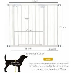 PawHut Barrière De Sécurité Animaux - Longueur Réglable Dim. 74-97,5 Cm - Porte Double Verrouillage, Ouverture Double Sens -sans Perçage - Acier Plastique Blanc - Blanc 7 PawHut Barrière De Sécurité Animaux - Longueur Réglable Dim. 74-97,5 Cm - Porte Double Verrouillage, Ouverture Double Sens -sans Perçage - Acier Plastique Blanc - Blanc -PawHut Soldes Boutique 50909201 3