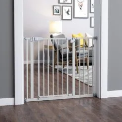 PawHut Barrière De Sécurité Animaux - Longueur Réglable Dim. 74-97,5 Cm - Porte Double Verrouillage, Ouverture Double Sens -sans Perçage - Acier Plastique Blanc - Blanc 8 PawHut Barrière De Sécurité Animaux - Longueur Réglable Dim. 74-97,5 Cm - Porte Double Verrouillage, Ouverture Double Sens -sans Perçage - Acier Plastique Blanc - Blanc -PawHut Soldes Boutique 50909201 4