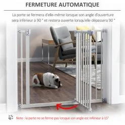 PawHut Barrière De Sécurité Animaux - Longueur Réglable Dim. 74-97,5 Cm - Porte Double Verrouillage, Ouverture Double Sens -sans Perçage - Acier Plastique Blanc - Blanc 9 PawHut Barrière De Sécurité Animaux - Longueur Réglable Dim. 74-97,5 Cm - Porte Double Verrouillage, Ouverture Double Sens -sans Perçage - Acier Plastique Blanc - Blanc -PawHut Soldes Boutique 50909201 5