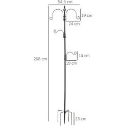 PawHut Mangeoire à Oiseaux H.2,08 M Style Rustique Chic 4 Crochets 2 Réglables 4 Piquets D'ancrage Au Sol Acier époxy Aspect Fer Forgé - Noir 7 PawHut Mangeoire à Oiseaux H.2,08 M Style Rustique Chic 4 Crochets 2 Réglables 4 Piquets D'ancrage Au Sol Acier époxy Aspect Fer Forgé - Noir -PawHut Soldes Boutique 50909208 3