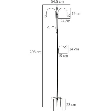 PawHut Mangeoire à Oiseaux H.2,08 M Style Rustique Chic 4 Crochets 2 Réglables 4 Piquets D'ancrage Au Sol Acier époxy Aspect Fer Forgé - Noir 3 PawHut Mangeoire à Oiseaux H.2,08 M Style Rustique Chic 4 Crochets 2 Réglables 4 Piquets D'ancrage Au Sol Acier époxy Aspect Fer Forgé - Noir – Image 3