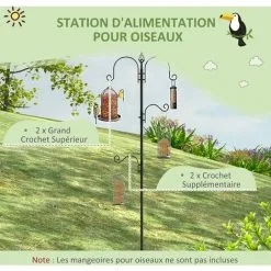 PawHut Mangeoire à Oiseaux H.2,08 M Style Rustique Chic 4 Crochets 2 Réglables 4 Piquets D'ancrage Au Sol Acier époxy Aspect Fer Forgé - Noir 8 PawHut Mangeoire à Oiseaux H.2,08 M Style Rustique Chic 4 Crochets 2 Réglables 4 Piquets D'ancrage Au Sol Acier époxy Aspect Fer Forgé - Noir -PawHut Soldes Boutique 50909208 4