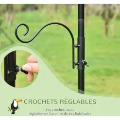 PawHut Mangeoire à Oiseaux H.2,08 M Style Rustique Chic 4 Crochets 2 Réglables 4 Piquets D'ancrage Au Sol Acier époxy Aspect Fer Forgé - Noir 9 PawHut Mangeoire à Oiseaux H.2,08 M Style Rustique Chic 4 Crochets 2 Réglables 4 Piquets D'ancrage Au Sol Acier époxy Aspect Fer Forgé - Noir -PawHut Soldes Boutique 50909208 5