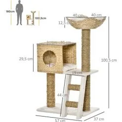 PawHut Arbre à Chat Style Cosy Chic Griffoirs Quenouille échelle Niche Panier 2 Coussins Inclus Peluche Courte Polyester Haute Densité Crème Beige 7 PawHut Arbre à Chat Style Cosy Chic Griffoirs Quenouille échelle Niche Panier 2 Coussins Inclus Peluche Courte Polyester Haute Densité Crème Beige -PawHut Soldes Boutique 50909210 3
