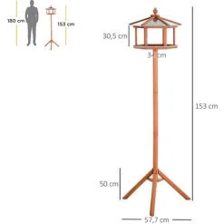PawHut Mangeoire Oiseaux Extérieur Sur Pied - Cabane Pour Oiseaux Avec Support Trépied - Nichoir Dim. Ø 57,7 X 153 Cm - Bois Sapin Pré-huilé Toit Zinc - Marron 7 PawHut Mangeoire Oiseaux Extérieur Sur Pied - Cabane Pour Oiseaux Avec Support Trépied - Nichoir Dim. Ø 57,7 X 153 Cm - Bois Sapin Pré-huilé Toit Zinc - Marron -PawHut Soldes Boutique 51254866 3