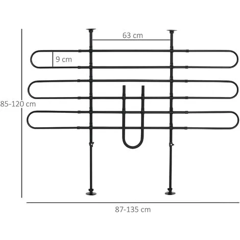 PawHut Grille De Séparation Extensible Voiture Barrière De Sécurité Barre Réglable Pour Chien Acier Noir - Noir 3 PawHut Grille De Séparation Extensible Voiture Barrière De Sécurité Barre Réglable Pour Chien Acier Noir - Noir – Image 3