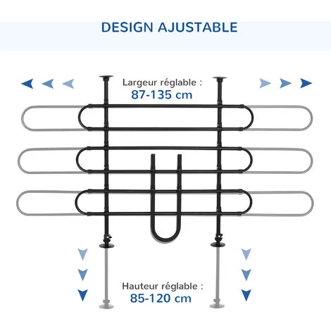 PawHut Grille De Séparation Extensible Voiture Barrière De Sécurité Barre Réglable Pour Chien Acier Noir - Noir 4 PawHut Grille De Séparation Extensible Voiture Barrière De Sécurité Barre Réglable Pour Chien Acier Noir - Noir – Image 4