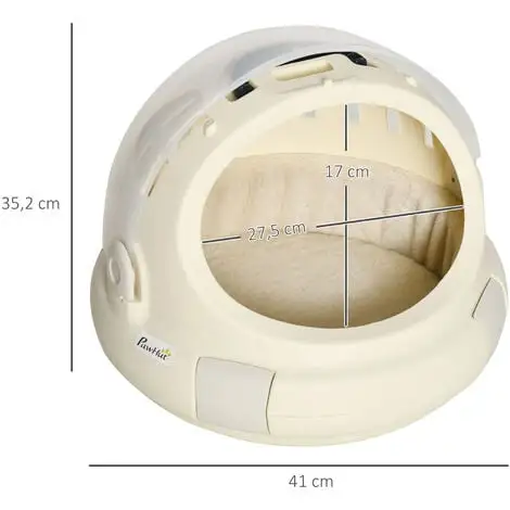 PawHut Maison Chat - Niche Chat Portable Avec Poignée - Sac De Transport Chat Verrouillable - Coussin Amovible Inclus - Dim. Ø 41 X 35,2H Cm - PP Beige 3 PawHut Maison Chat - Niche Chat Portable Avec Poignée - Sac De Transport Chat Verrouillable - Coussin Amovible Inclus - Dim. Ø 41 X 35,2H Cm - PP Beige – Image 3