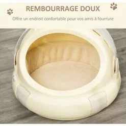 PawHut Maison Chat - Niche Chat Portable Avec Poignée - Sac De Transport Chat Verrouillable - Coussin Amovible Inclus - Dim. Ø 41 X 35,2H Cm - PP Beige 9 PawHut Maison Chat - Niche Chat Portable Avec Poignée - Sac De Transport Chat Verrouillable - Coussin Amovible Inclus - Dim. Ø 41 X 35,2H Cm - PP Beige -PawHut Soldes Boutique 52476703 5