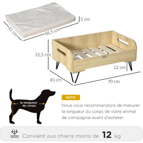 PawHut Canapé Chien Chat Style Cosy Naturel Avec Coussin Aspect Fourrure Blanc Dim. 70L X 45l X 31,5H Cm Pieds Acier En épingles Lit MDF Aspect Bois Clair Naturel 3 PawHut Canapé Chien Chat Style Cosy Naturel Avec Coussin Aspect Fourrure Blanc Dim. 70L X 45l X 31,5H Cm Pieds Acier En épingles Lit MDF Aspect Bois Clair Naturel – Image 3