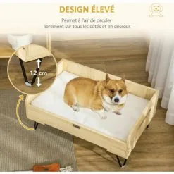 PawHut Canapé Chien Chat Style Cosy Naturel Avec Coussin Aspect Fourrure Blanc Dim. 70L X 45l X 31,5H Cm Pieds Acier En épingles Lit MDF Aspect Bois Clair Naturel 9 PawHut Canapé Chien Chat Style Cosy Naturel Avec Coussin Aspect Fourrure Blanc Dim. 70L X 45l X 31,5H Cm Pieds Acier En épingles Lit MDF Aspect Bois Clair Naturel -PawHut Soldes Boutique 53592000 5