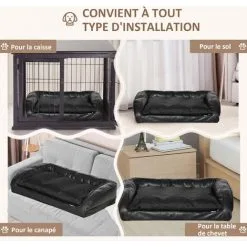 PawHut Panier Lit Pour Chien Chat Lavable En Machine Coussin Amovible Fond Antidérapant Revêtement Synthétique Grand Confort Noir - Noir -PawHut Soldes Boutique 53592002 5