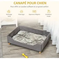 PawHut Canapé Lit Panier Pour Chien Moderne Avec Coussin Doux Et Lavable, Pieds En Bois - Gris - Gris 9 PawHut Canapé Lit Panier Pour Chien Moderne Avec Coussin Doux Et Lavable, Pieds En Bois - Gris - Gris -PawHut Soldes Boutique 53592004 5