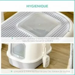 PawHut Maison De Toilette Litière Pour Chat Double Porte Battante Et Supérieure - Filtre Odeur + Pelle Fournis - Gris 9 PawHut Maison De Toilette Litière Pour Chat Double Porte Battante Et Supérieure - Filtre Odeur + Pelle Fournis - Gris -PawHut Soldes Boutique 54128061 5