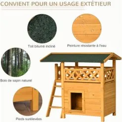 PawHut Maison Lodge - Niche Villa Avec Terrasse, Escalier, Toit Pour Chien Chat - Dim. 77L X 50l X 73H Cm - Bois Sapin Pré-huilé - Orange 9 PawHut Maison Lodge - Niche Villa Avec Terrasse, Escalier, Toit Pour Chien Chat - Dim. 77L X 50l X 73H Cm - Bois Sapin Pré-huilé - Orange -PawHut Soldes Boutique 54308946 5