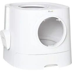 PawHut Maison De Toilette Litière Pour Chat Double Porte Battante Et Supérieure - Pelle Fournie - PE Blanc - Blanc