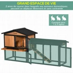 PawHut Clapier Cage à Lapins Rongeurs 2 Niveaux 3 Portes Verrouillables Tiroir à Déjection Toit Intégral Bitumé 175L X 52l X 85H Cm Bois Sapin Orangée Noir - Noir -PawHut Soldes Boutique 54551658 4